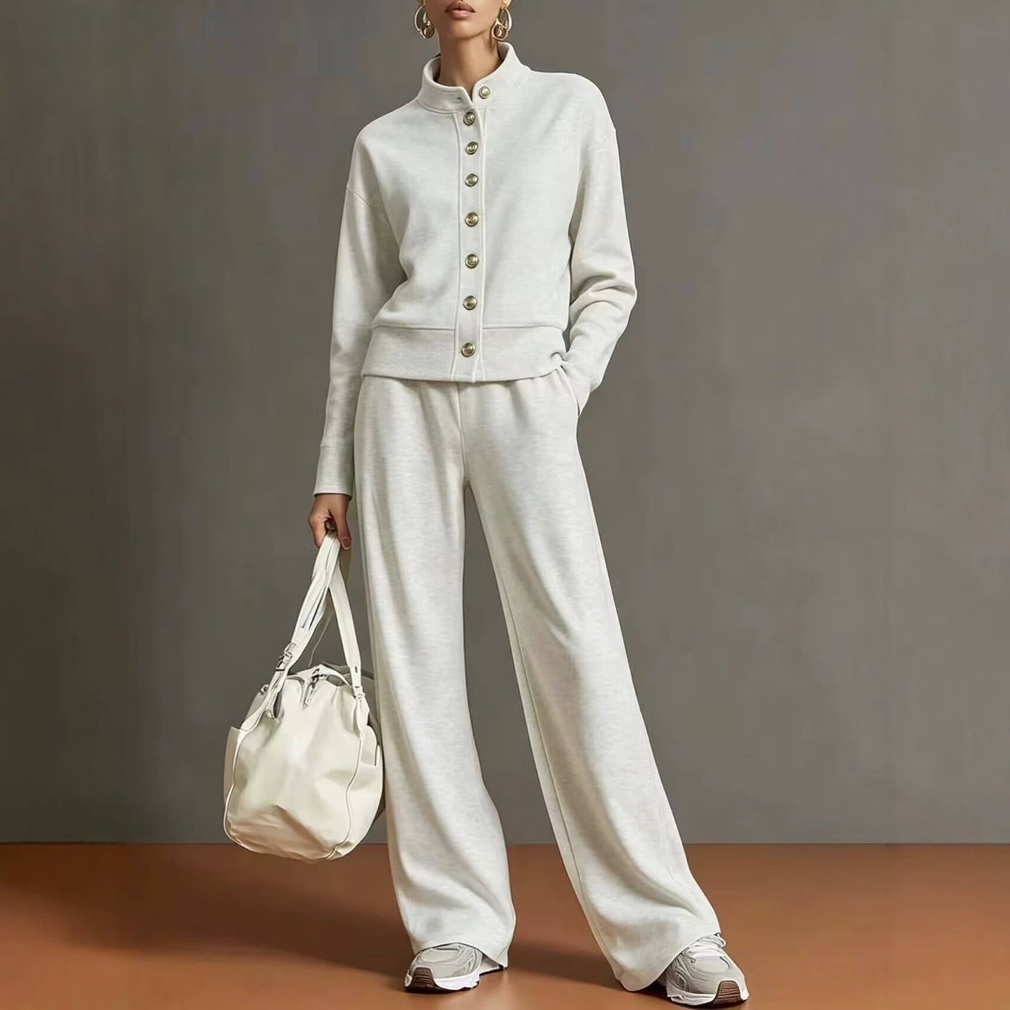 🌸💖Women's Button-Down Cardigan & Wide-Leg Pants Set