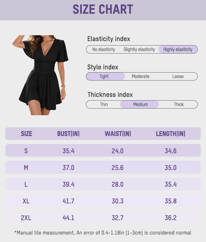 đź‘—Ruched V-Neck Flutter-Sleeve Mini Dress