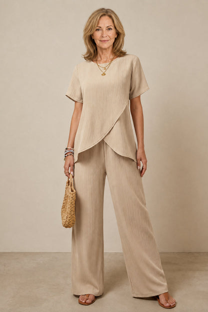 2026💥【S-3XL】Stylish women's blouse and wide-leg pants set - a lightweight, cool, and flattering summer outfit for women