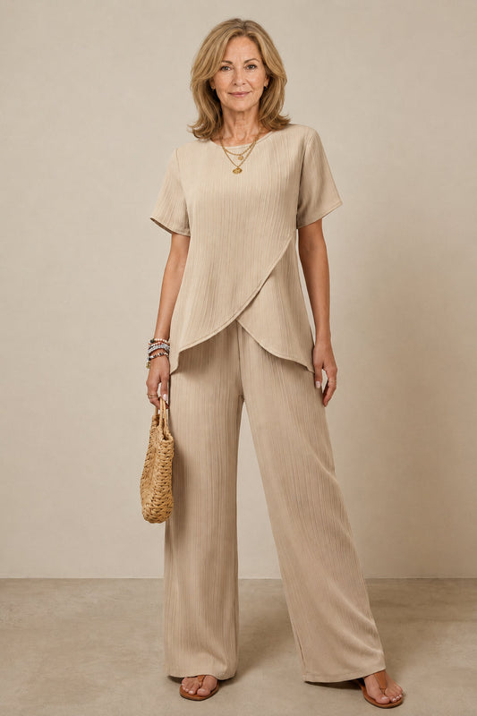 2026💥【S-3XL】Stylish women's blouse and wide-leg pants set - a lightweight, cool, and flattering summer outfit for women