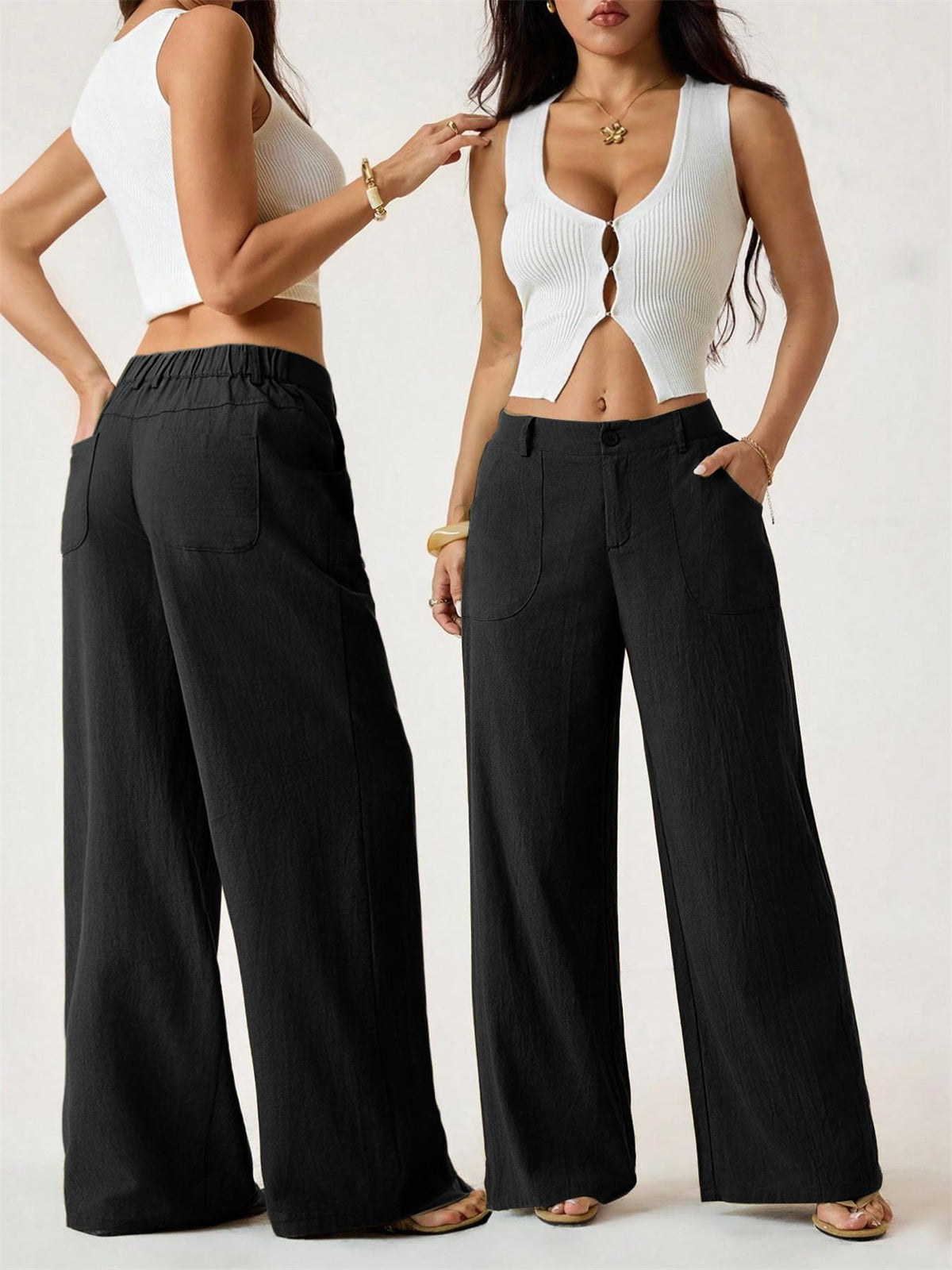🔥2026 NEW SALES👖Women's Summer Classical Cotton-Linen Lightweight Palazzo Pants