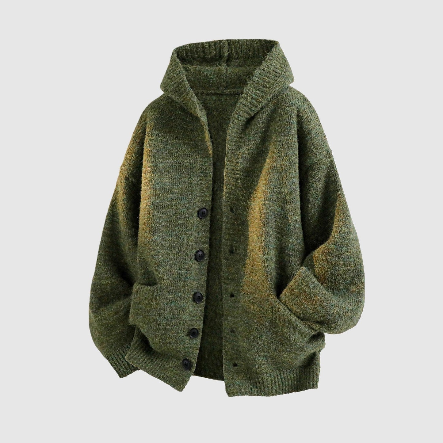 Unisex Solid-Color Thick Long-Sleeve Hooded Sweatshirt—Casual button-down polyester pullover, soft and comfortable against the skin, perfect for street style and everyday wear