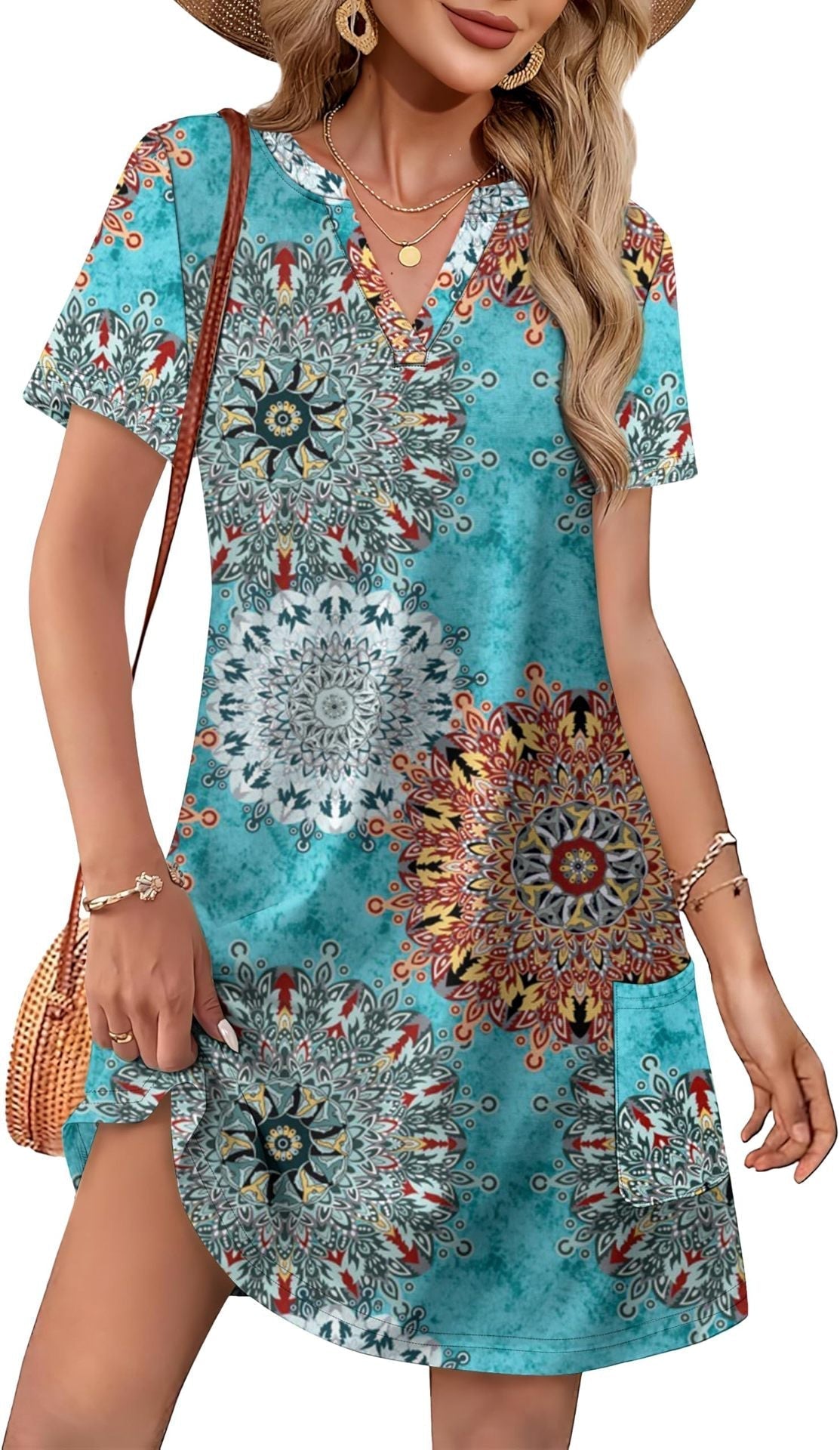 2026！！！ Women's Summer Dress: Casual Summer V-Neck Wedding Guest Dress, Short-Sleeve, Fashionable Beach Vacation Wear👗✨