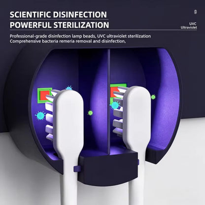 UV Toothbrush Holder with Sanitizer – Heat Drying, Smart Sensor Lid, 60-Day Battery, Wall Mount