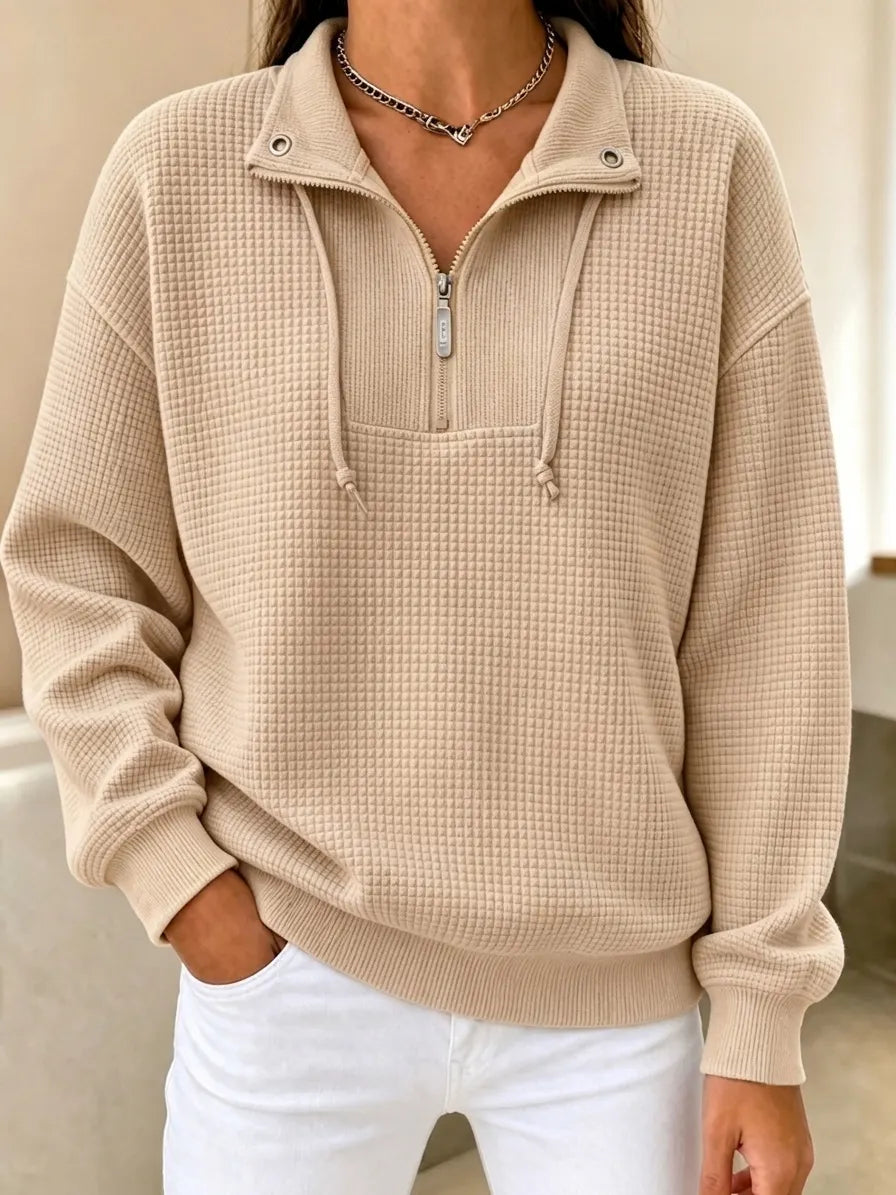 New Arrival🔥 Waffle Half-Zip Cuffed Thermal Pullover