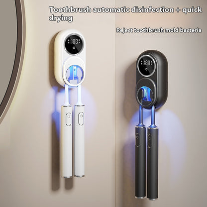 UV Toothbrush Holder with Sanitizer – Heat Drying, Smart Sensor Lid, 60-Day Battery, Wall Mount