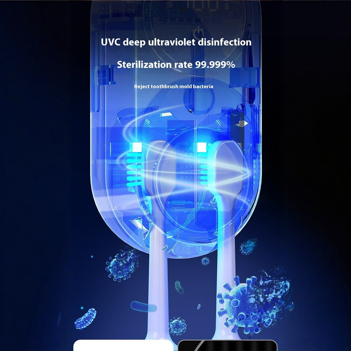 UV Toothbrush Holder with Sanitizer – Heat Drying, Smart Sensor Lid, 60-Day Battery, Wall Mount