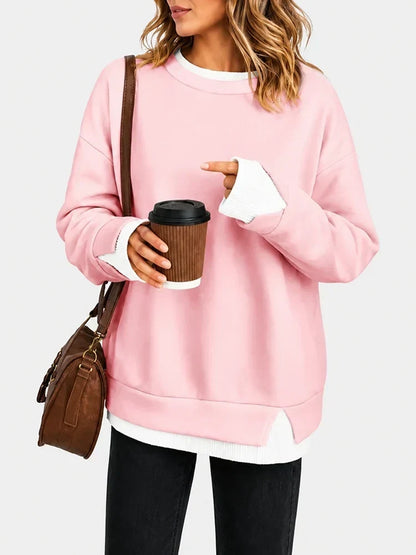 🔥2026! ! ! HOT SEAL-Faux-Layered Oversized Crewneck Sweatshirt